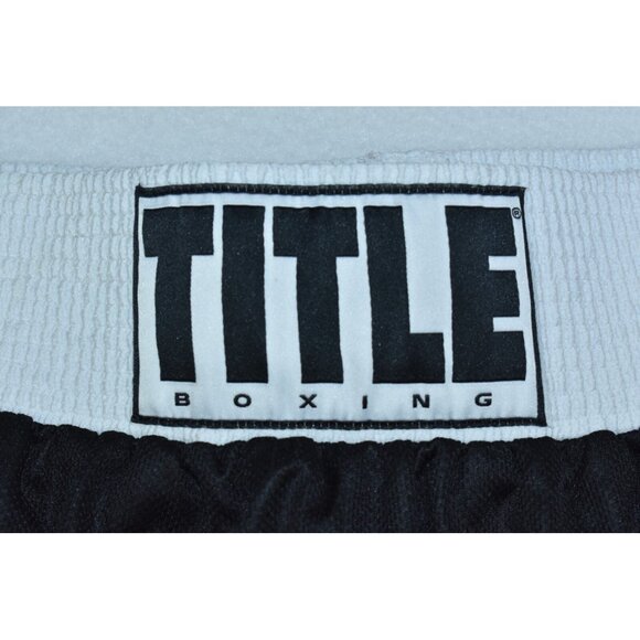 Title Boxing Mens Trunks Size L Black/White Elastic Waist Shorts 7" Inseam - Picture 3 of 12